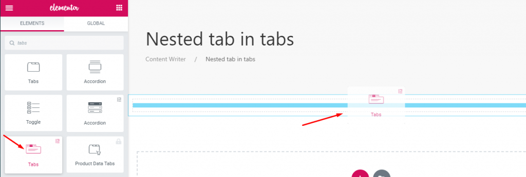 Inserting tabs widget