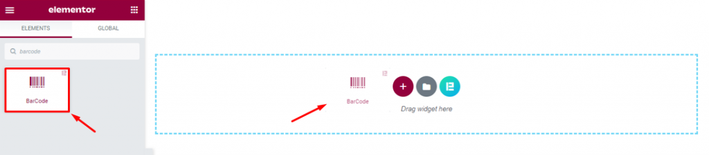 inserting the barcode widget