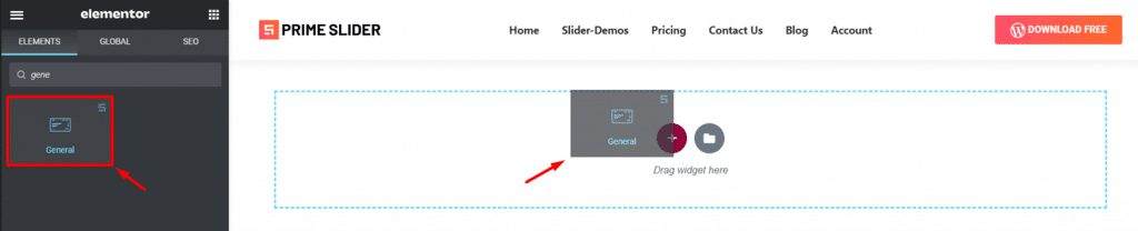 Inserting Prime Slider General Widget