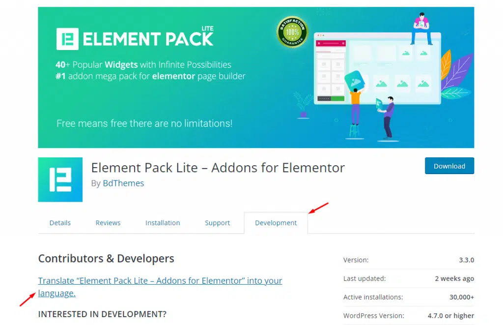 Translate a WordPress plugin - Element Pack