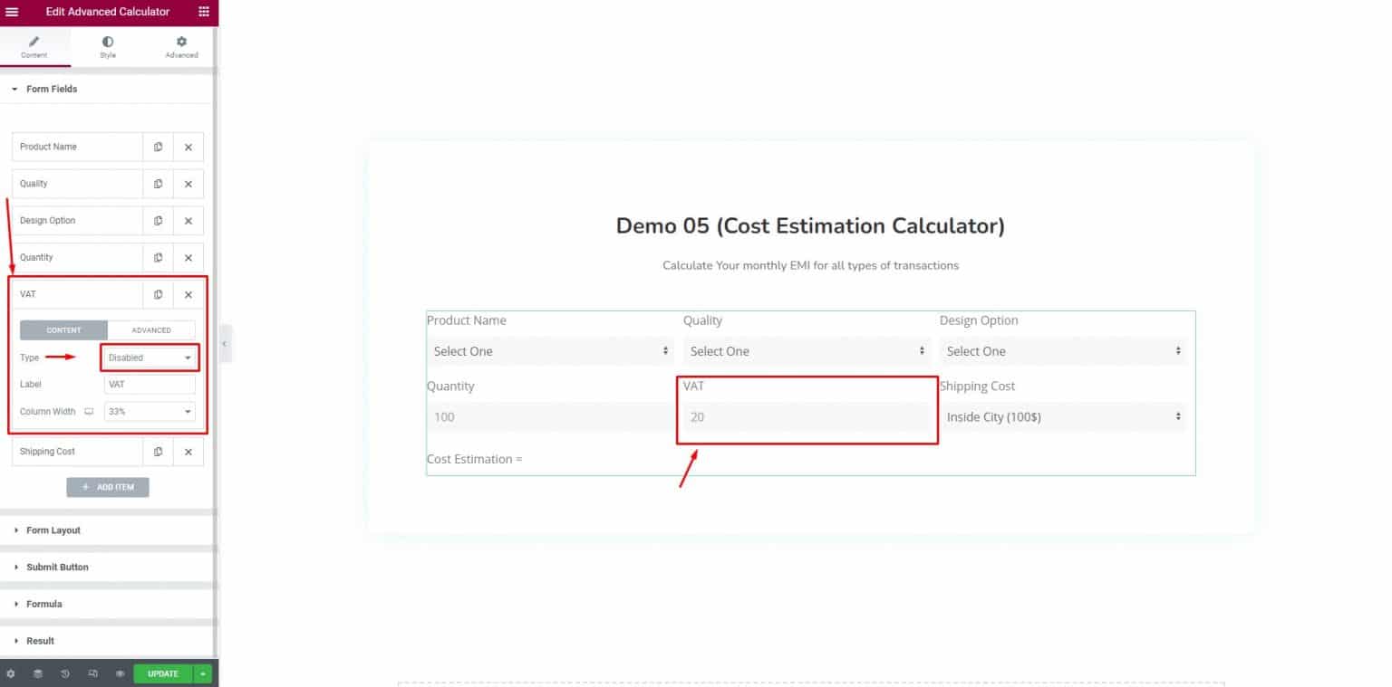 How to make Cost Estimation Calculator using Elementor and Element Pack