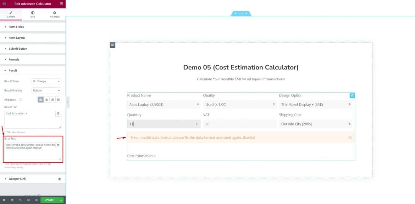 How to make Cost Estimation Calculator using Elementor and Element Pack