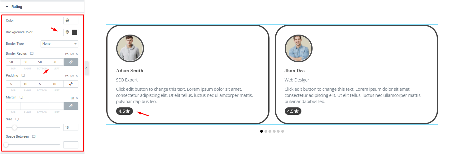How to use Review Card Carousel widget by Element Pack