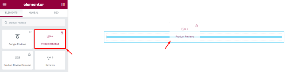 inserting product reviews widget