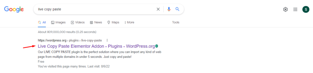 Live Copy Paste in google search