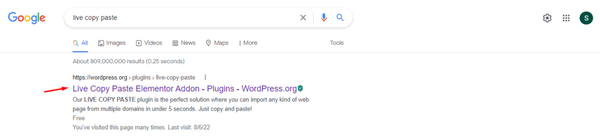 Live Copy Paste in google search