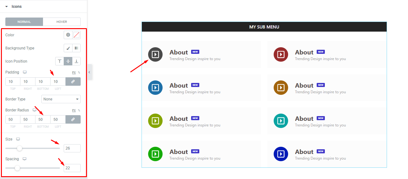 Learn about sub-menu customization in Element Pack Pro