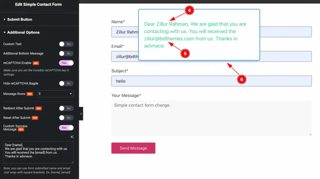 Custom success message on additonal options 3 - BdThemes