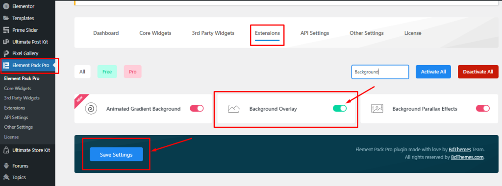 Enabling The Elementor Background Overlay Extension