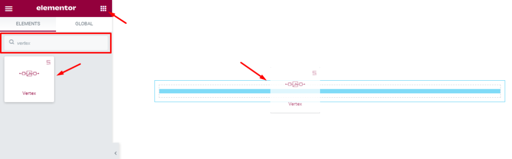 inserting vertex slider widget