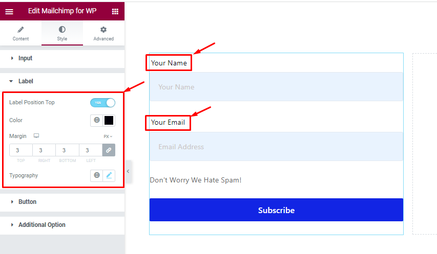 Label Section Customizations