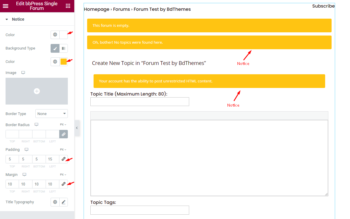 How to use Bbpress Single Forum Widget Addons for Elementor