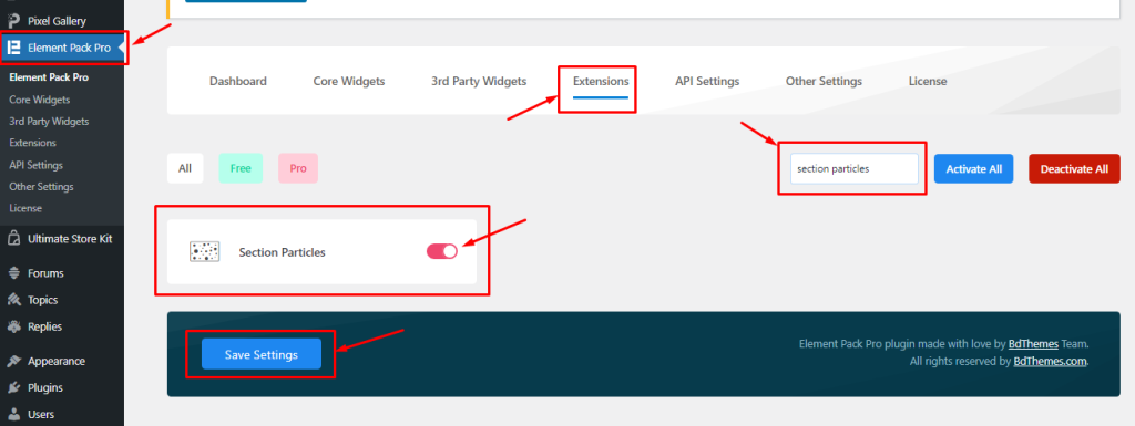 Enabling The Elementor Section Particles Extension