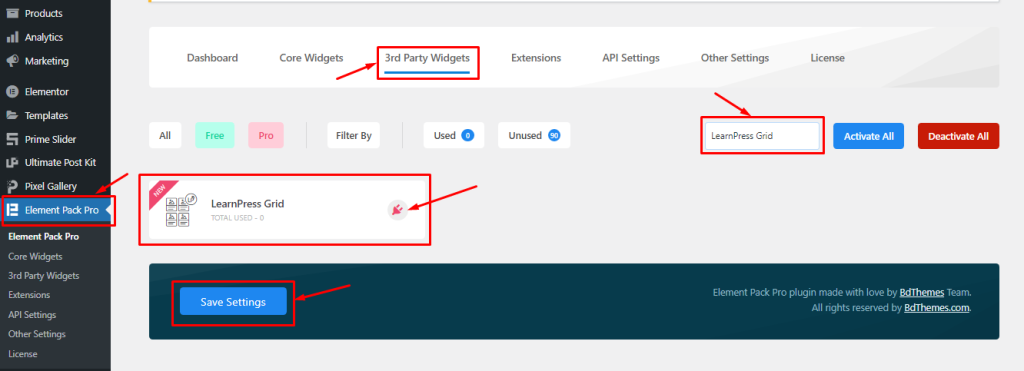 How to insert the LearnPress Grid widget