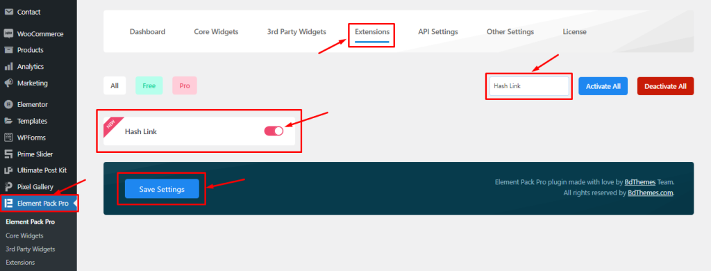 Enabling The Elementor Hash Link Extension