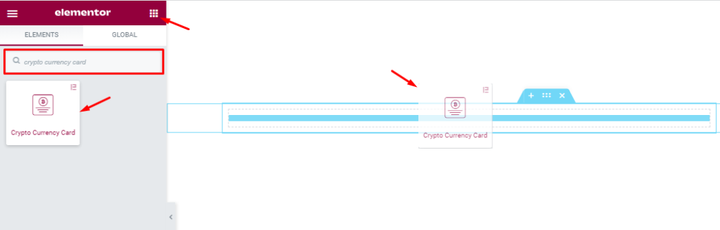 inserting crypto currency card widget