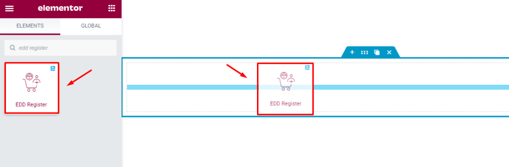 inserting EDD register widget