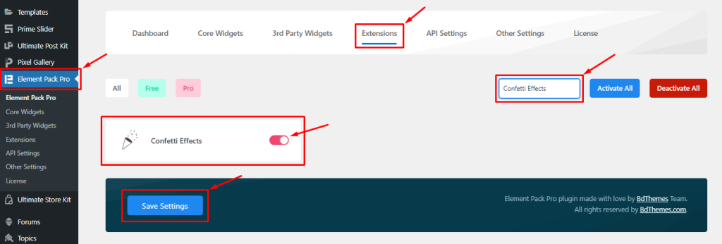 Enabling The Elementor Confetti Effects Extension