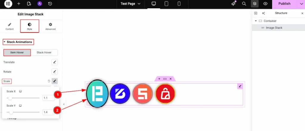stack animation 3 scale - BdThemes