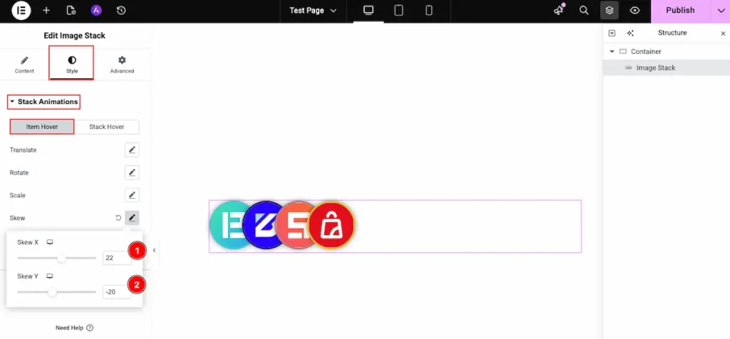 stack animation 4 skew - BdThemes