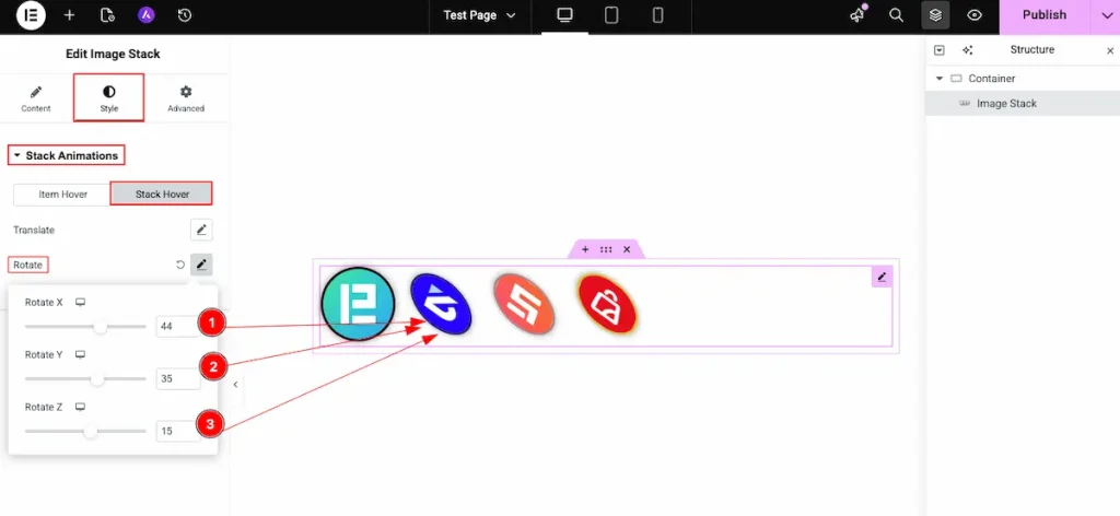 stack animation 6 Hover Rotate - BdThemes