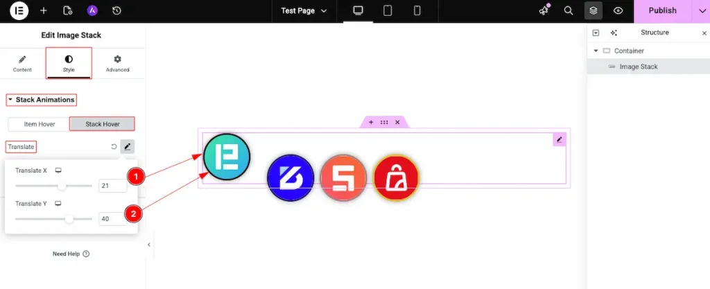stack animation 6 Hover Trasnlate - BdThemes