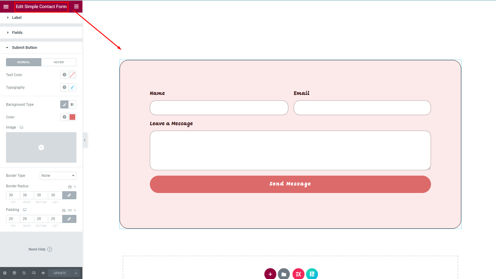 inserted the simple contact form widget