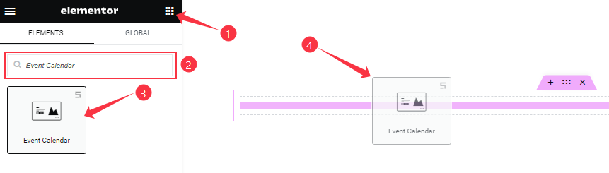 Inserting The Event Calendar Slider widget