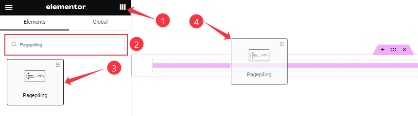 Inserting The Pagepiling Slider widget