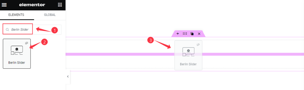 inserting berlin slider widget on the page editor