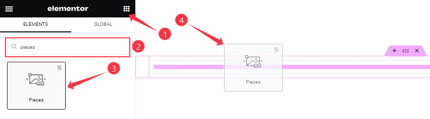 Inserting the Pieces Slider widget