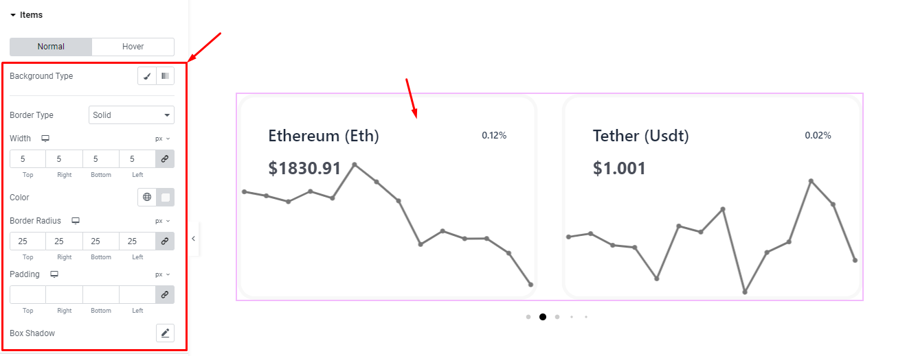 How to use Crypto Currency Chart Carousel widget