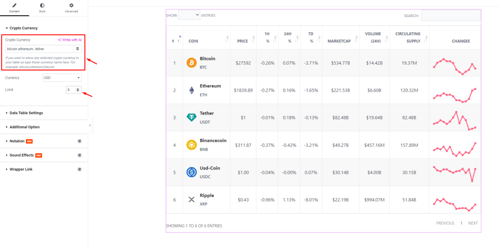 crypto currency widget