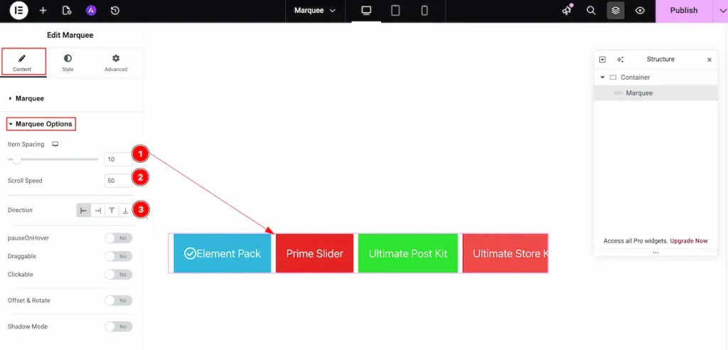 Marquee options 1 - BdThemes