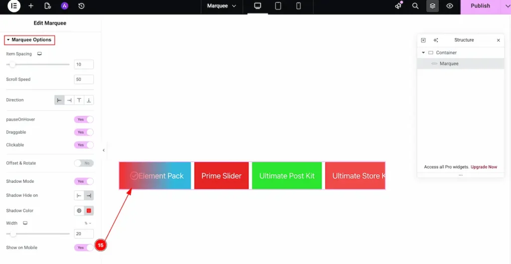 Marquee options 5 - BdThemes