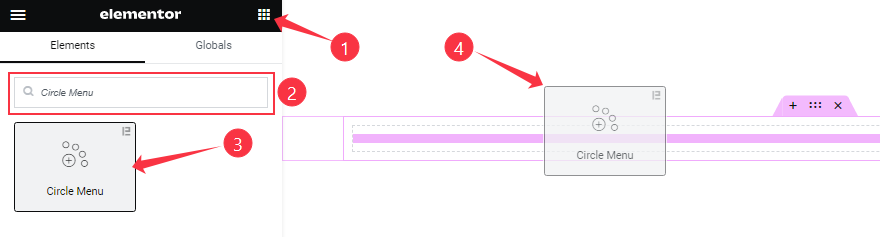 Inserting The Circle Menu Widget