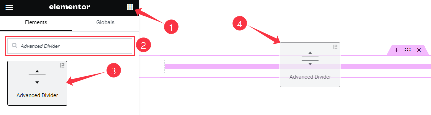 Inserting The Advanced Divider Widget