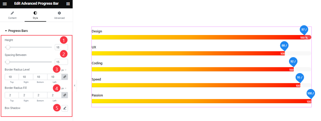 Style The Progress Bars Section