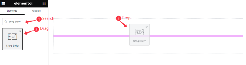 inserting snog slider widget