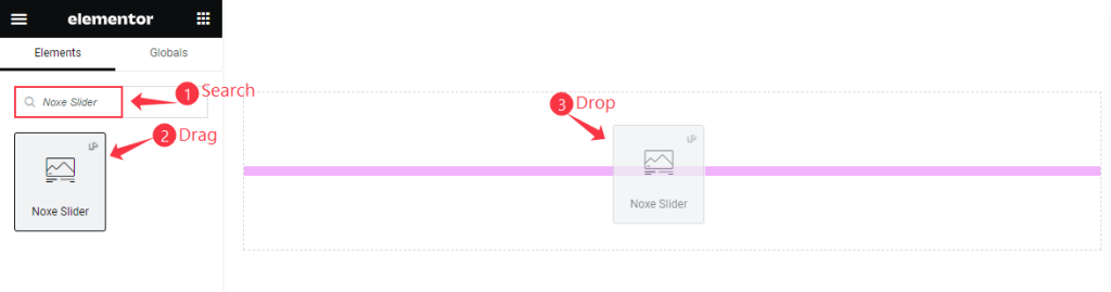 inserting the noxe slider widget