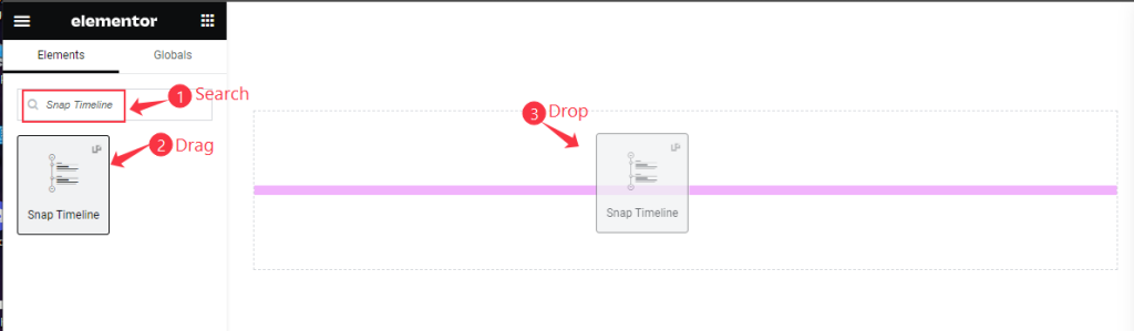 inserting the snap timeline widget