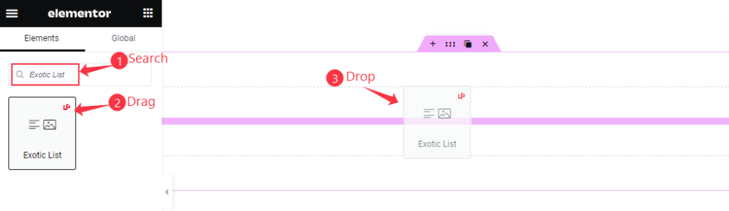 inserting the exotic list widget