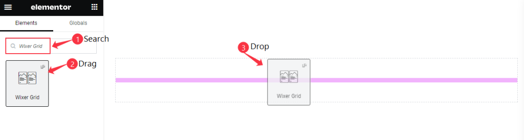 inserting wixer grid widget