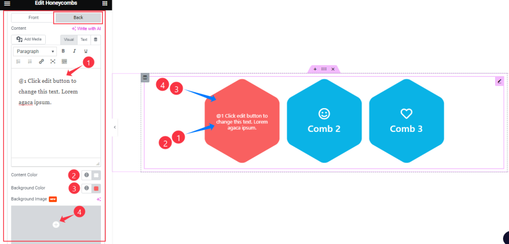 showing the controls of the second subsection named Back. This is the last image belonging to the Layout section.