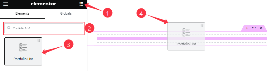 Inserting The Portfolio List Widget