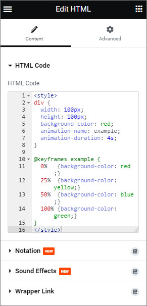 Add HTML Code