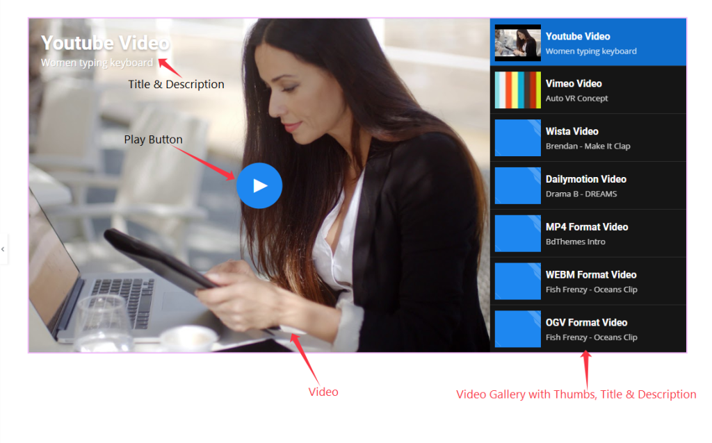 Default view of Video Gallery - BdThemes