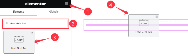 Inserting The Post Grid Tab Widget