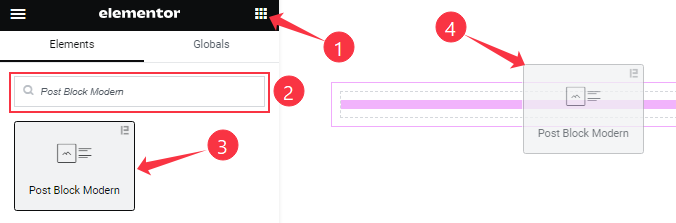 Inserting The Post Block Modern Widget