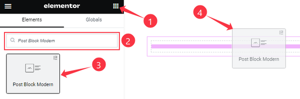 Inserting The Post Block Modern Widget